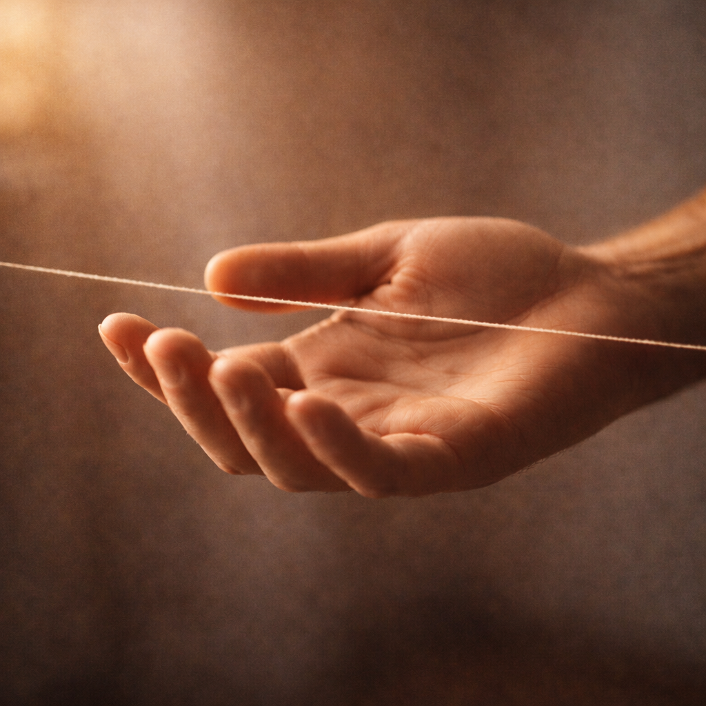 Voyage à règle unique 24h Main ouverte recevant un fil tendu, symbole d’un engagement simple.